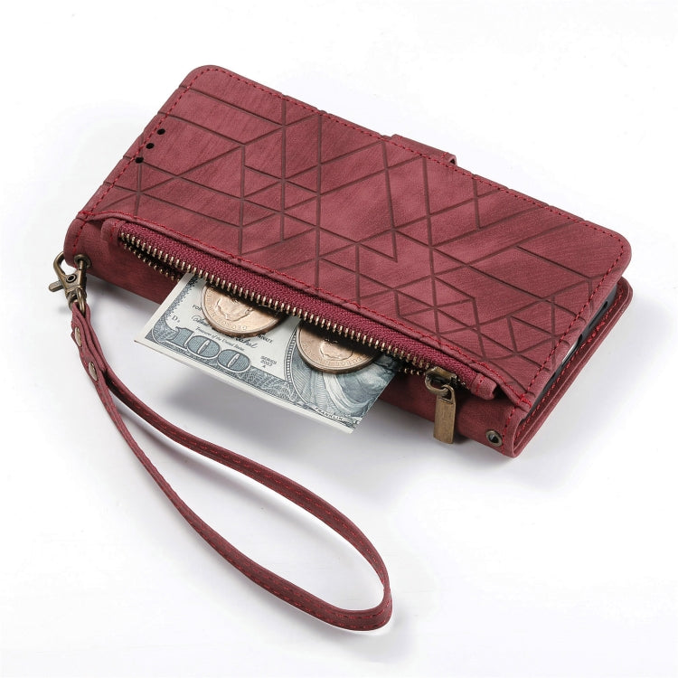 For Samsung Galaxy S20 FE Geometric Zipper Wallet Side Buckle Leather Phone Case(Red) - free shipping - PMC TechLife - Order now!