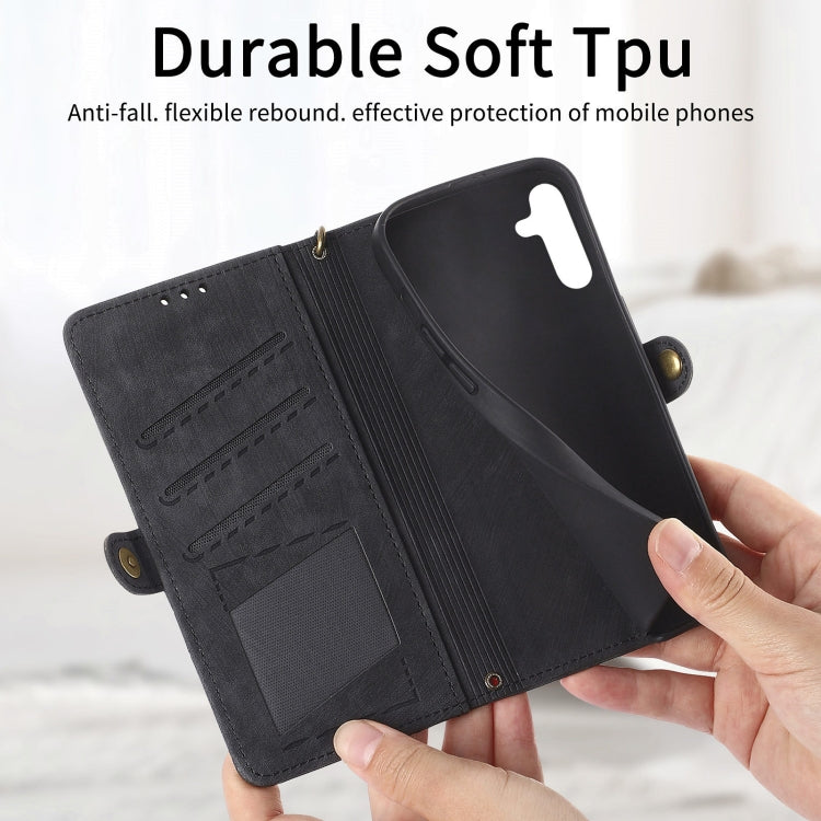For Samsung Galaxy A70S Geometric Zipper Wallet Side Buckle Leather Phone Case(Black) - free shipping - PMC TechLife - Order now!