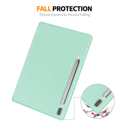 For Samsung Galaxy Tab S9 ENKAY Tri-fold Custer Leather TPU Bottom Smart Case with Pen Slot(Light Blue) - Galaxy Tab S9 Cases by ENKAY | Online Shopping South Africa | PMC Jewellery | Buy Now Pay Later Mobicred