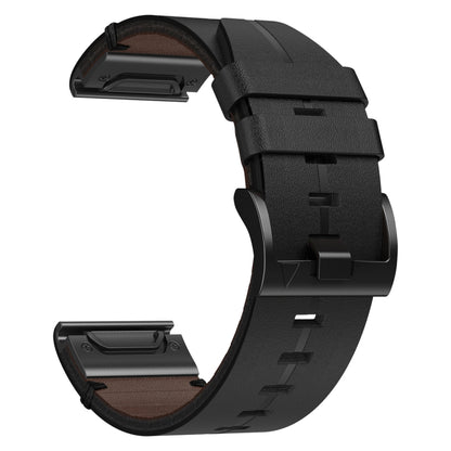 For Garmin Fenix 3 HR 26mm Leather Textured Watch Band(Black) - Watch Bands by PMC Jewellery | Online Shopping South Africa | PMC Jewellery