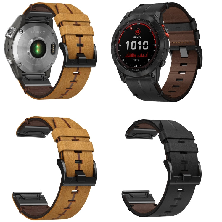 For Garmin Fenix 5X Plus 26mm Leather Textured Watch Band(Brown) - Watch Bands by PMC Jewellery | Online Shopping South Africa | PMC Jewellery