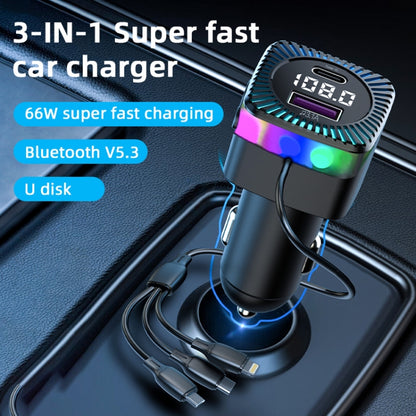 CS5 Car 3 in 1 Bluetooth 5.3 MP3 Player FM Transmitter Charger with Cable - Car Charger by PMC Jewellery | Online Shopping South Africa | PMC Jewellery | Buy Now Pay Later Mobicred