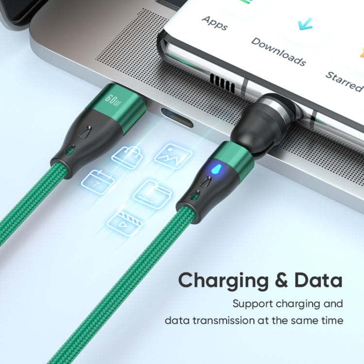 ENKAY PD60W Type-C to Type-C / 8 Pin / Micro USB Magnetic 540 Degrees Rotating Fast Charging Cable, Length:2m(Green) - Charging Cable & Head by ENKAY | Online Shopping South Africa | PMC Jewellery | Buy Now Pay Later Mobicred