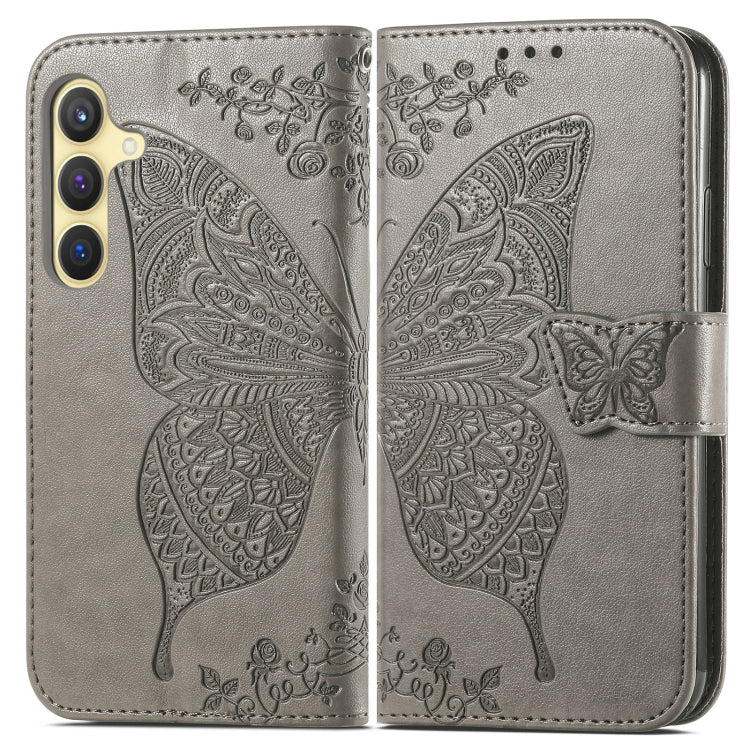 For Samsung Galaxy S24 5G Butterfly Love Flower Embossed Leather Phone Case(Gray) - Galaxy S24 5G Cases by PMC Jewellery | Online Shopping South Africa | PMC Jewellery