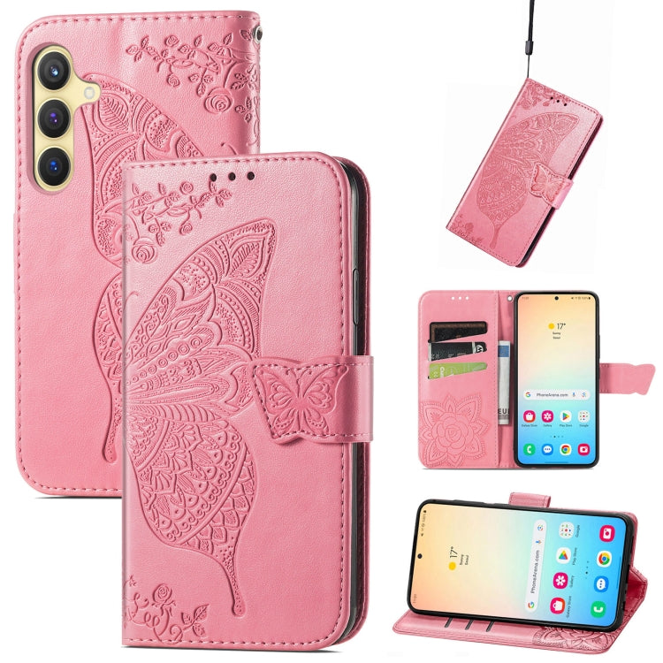 For Samsung Galaxy S24+ 5G Butterfly Love Flower Embossed Leather Phone Case(Pink) - Galaxy S24+ 5G Cases by PMC Jewellery | Online Shopping South Africa | PMC Jewellery