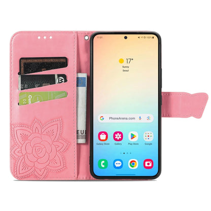 For Samsung Galaxy S24+ 5G Butterfly Love Flower Embossed Leather Phone Case(Pink) - Galaxy S24+ 5G Cases by PMC Jewellery | Online Shopping South Africa | PMC Jewellery