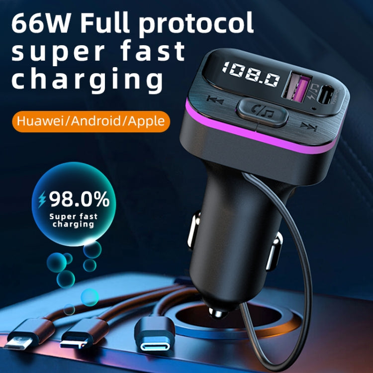 CS3 With 3 Charging Cables 66W Car Charger MP3 Player Bluetooth FM Transmitter - Car Charger by PMC Jewellery | Online Shopping South Africa | PMC Jewellery | Buy Now Pay Later Mobicred