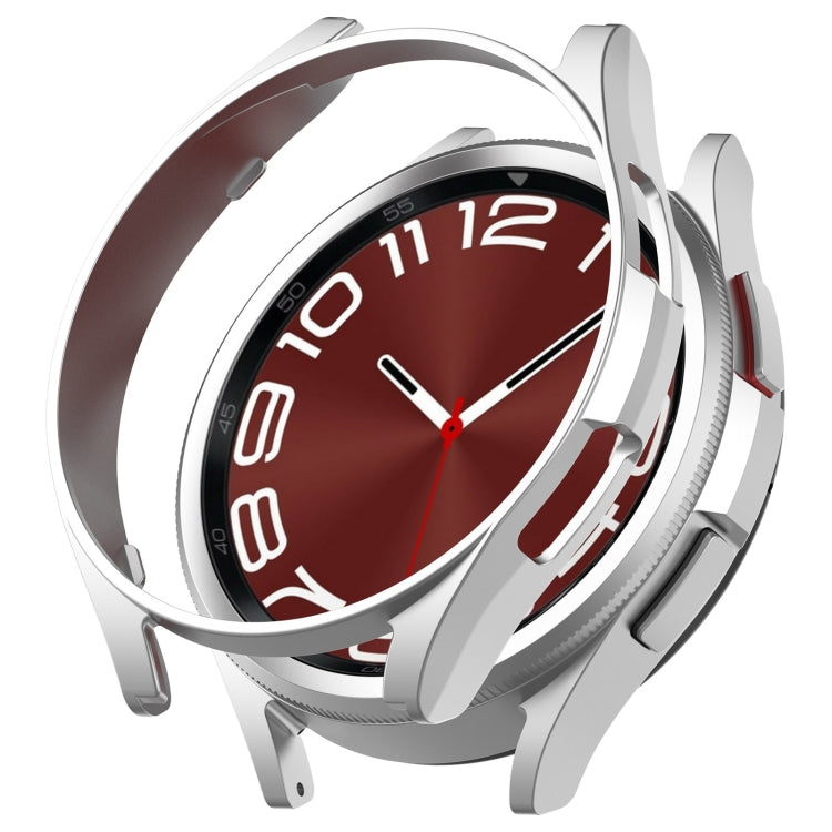 For Samsung Galaxy Watch 6 Classic 43mm Half Coverage Hollow PC Watch Protective Case(Silver) - Watch Cases by PMC TechLife | Online Shopping South Africa | PMC TechLife