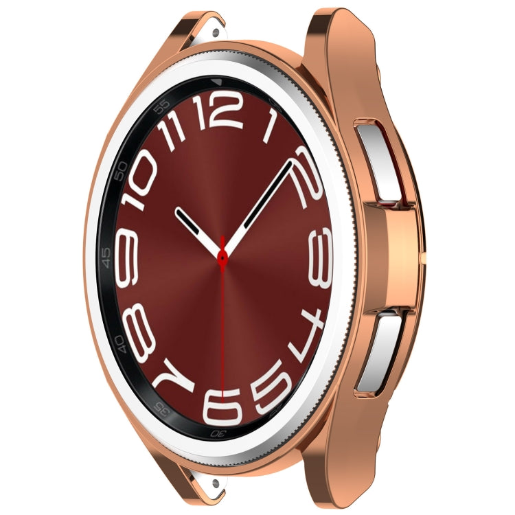 For Samsung Galaxy Watch6 Classic 47mm Electroplated TPU Half Pack Hollow Watch Protective Case(Rose Gold) - Watch Cases by PMC Jewellery | Online Shopping South Africa | PMC Jewellery