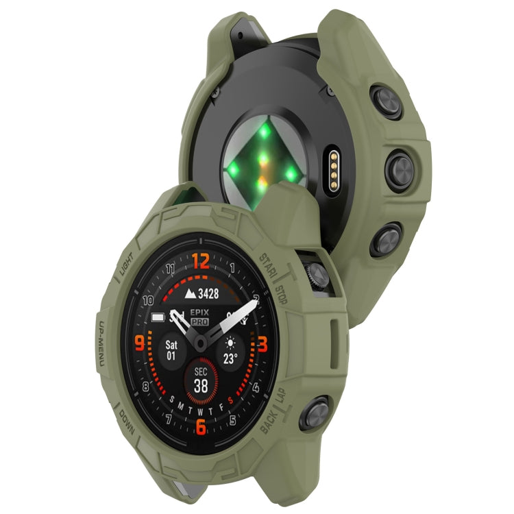 For Garmin Epix Pro 51mm / Fenix 7X / 7X Pro Armored TPU Half Wrapped Watch Protective Case(Green) - Watch Cases by PMC Jewellery | Online Shopping South Africa | PMC Jewellery