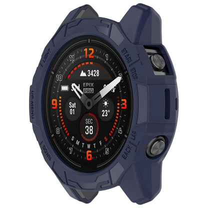 For Garmin Epix Pro 47mm / Fenix 7 / 7 Pro Armored TPU Half Wrapped Watch Protective Case(Blue) - Watch Cases by PMC Jewellery | Online Shopping South Africa | PMC Jewellery