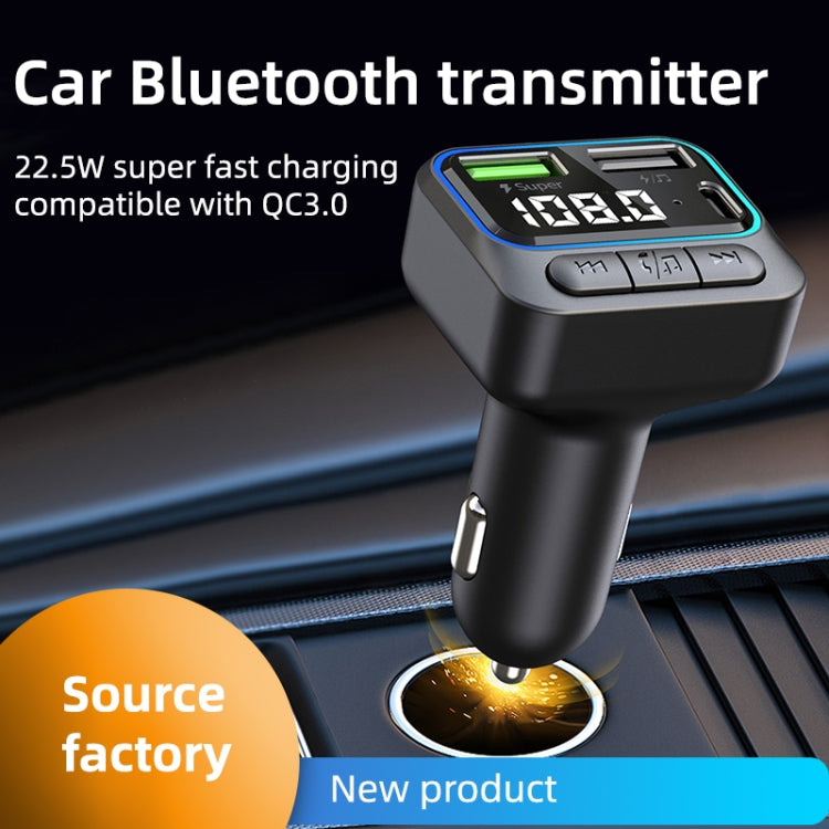 C40 Type-C + Dual USB QC3.0 Car Charger Bluetooth Hands-free Call Adapter Car MP3 Music Player - Car Charger by PMC Jewellery | Online Shopping South Africa | PMC Jewellery | Buy Now Pay Later Mobicred