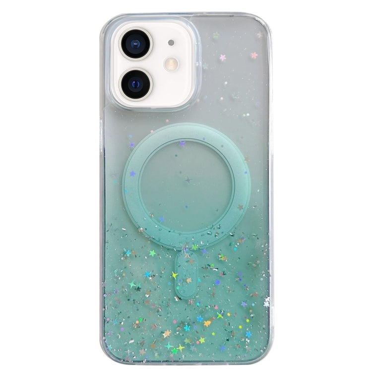 For iPhone 12 Glitter MagSafe Hybrid Clear TPU Phone Case(Green) - iPhone 12 / 12 Pro Cases by PMC TechLife | Online Shopping South Africa | PMC TechLife | Buy Now Pay Later Mobicred