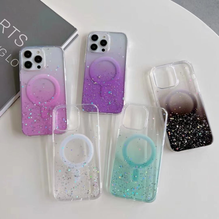 For iPhone 11 Pro Max MagSafe Glitter Hybrid Clear TPU Phone Case(Black) - iPhone 11 Cases by PMC Jewellery | Online Shopping South Africa | PMC Jewellery