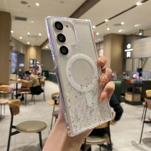 For Samsung Galaxy S23+ 5G Magsafe Glitter TPU Phone Protective Case(White) - Galaxy S23+ 5G Cases by PMC Jewellery | Online Shopping South Africa | PMC Jewellery