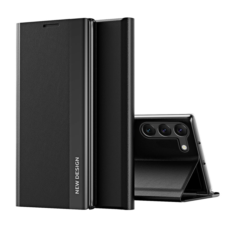 For Samsung Galaxy S24+ 5G Side Electroplated Adsorption Leather Phone Case(Graphite Black) - Galaxy S24+ 5G Cases by PMC TechLife | Online Shopping South Africa | PMC TechLife