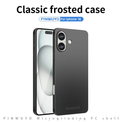 For iPhone 16 PINWUYO Micro-Frosted PC Ultra-thin Hard Phone Case with Magsafe Magnetic Ring(Black) - iPhone 16 Cases by PINWUYO | Online Shopping South Africa | PMC Jewellery | Buy Now Pay Later Mobicred