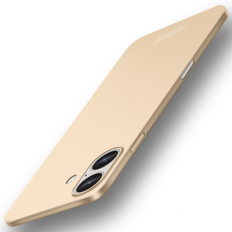 For iPhone 16 PINWUYO Micro-Frosted PC Ultra-thin Hard Phone Case with Magsafe Magnetic Ring(Gold) - iPhone 16 Cases by PINWUYO | Online Shopping South Africa | PMC Jewellery | Buy Now Pay Later Mobicred