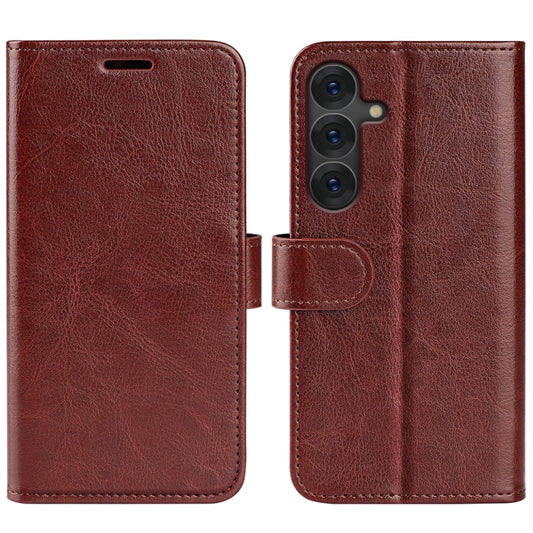 For Samsung Galaxy S25 5G R64 Texture Horizontal Flip Leather Phone Case(Brown) - Galaxy S25 5G Cases by PMC Jewellery | Online Shopping South Africa | PMC Jewellery | Buy Now Pay Later Mobicred