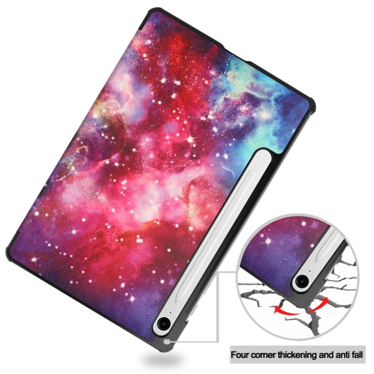 For Samsung Galaxy Tab S9 FE 10.9 JUNSUNMAY Custer Painted 3-Fold Stand Leather Smart Tablet Case(Galaxy) - Galaxy Tab S9 FE by JUNSUNMAY | Online Shopping South Africa | PMC Jewellery | Buy Now Pay Later Mobicred