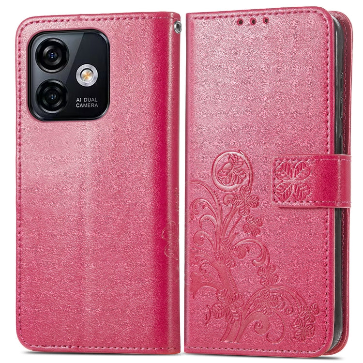 For Ulefone Note 16 Pro Four-leaf Clasp Embossed Buckle Leather Phone Case(Magent) - Ulefone Cases by PMC Jewellery | Online Shopping South Africa | PMC Jewellery | Buy Now Pay Later Mobicred