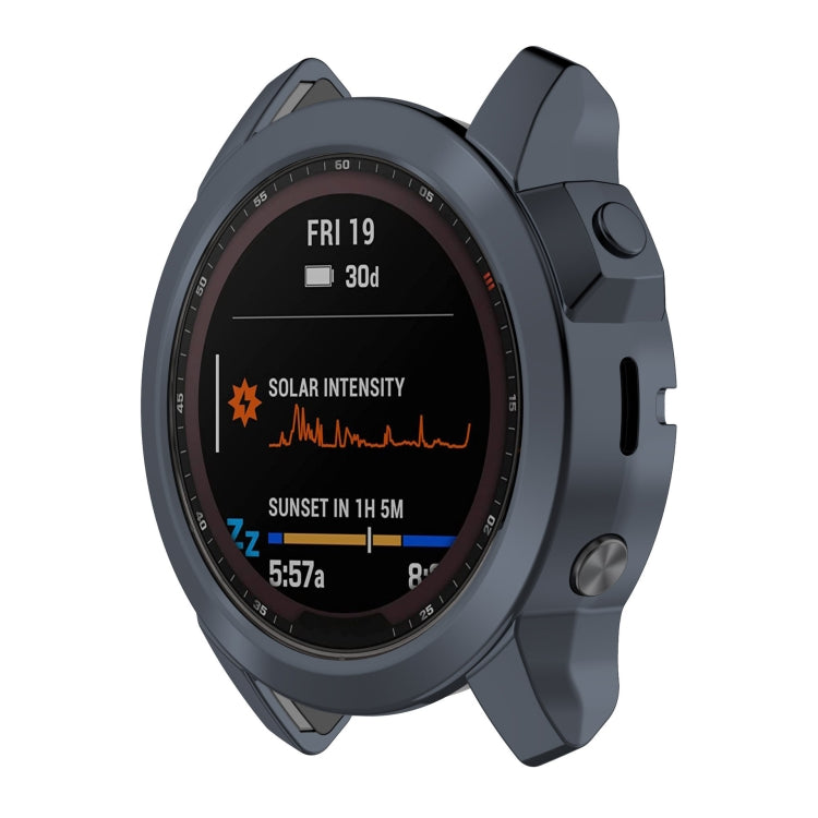 For Garmin Fenix 7X Pro Half Package Electroplated TPU Watch Protective Case(Grey) - Watch Cases by PMC Jewellery | Online Shopping South Africa | PMC Jewellery