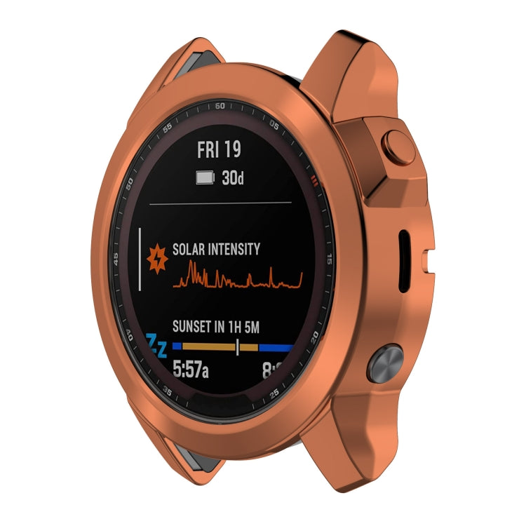 For Garmin Fenix 7X Pro Half Package Electroplated TPU Watch Protective Case(Gold) - Watch Cases by PMC Jewellery | Online Shopping South Africa | PMC Jewellery