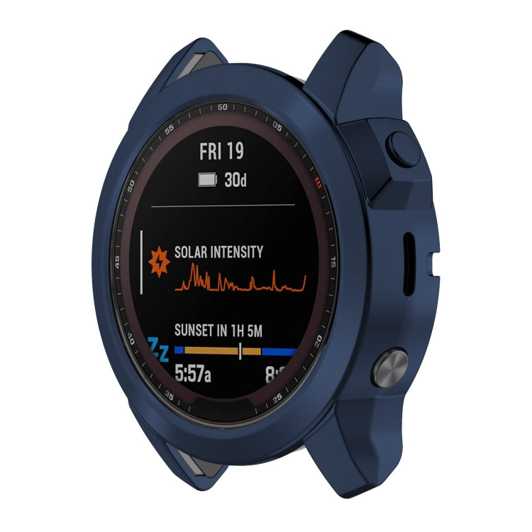 For Garmin Epix Pro 47mm Half Package Electroplated TPU Watch Protective Case(Blue) - Watch Cases by PMC TechLife | Online Shopping South Africa | PMC TechLife | Buy Now Pay Later Mobicred