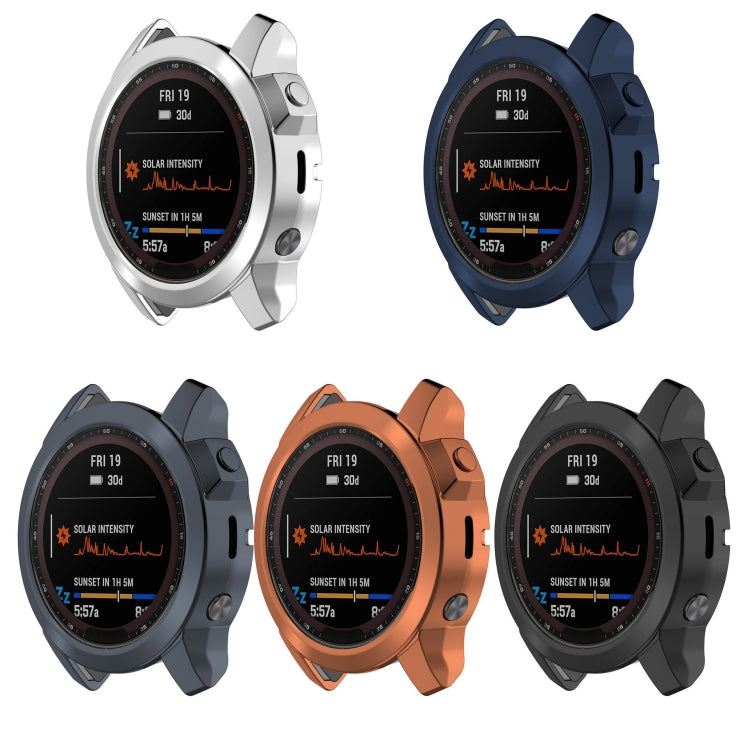 For Garmin Fenix 7X Pro Half Package Electroplated TPU Watch Protective Case(Black) - Watch Cases by PMC Jewellery | Online Shopping South Africa | PMC Jewellery