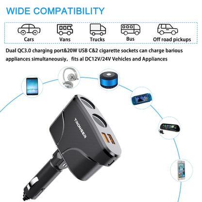 TR-35 Cigarette Lighter Sockets PD Fast Charging Type-C Dual USB QC 3.0 Charger - Car Charger by PMC Jewellery | Online Shopping South Africa | PMC Jewellery | Buy Now Pay Later Mobicred