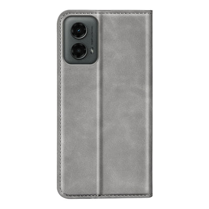 For Motorola Moto G 5G 2024 Retro-skin Magnetic Suction Leather Phone Case(Grey) - Motorola Cases by PMC Jewellery | Online Shopping South Africa | PMC Jewellery | Buy Now Pay Later Mobicred