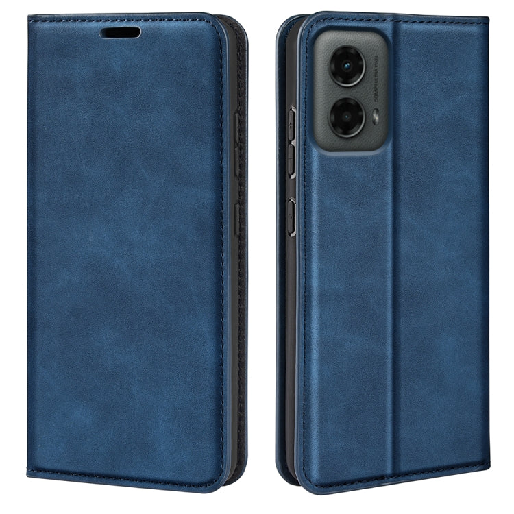 For Motorola Moto G 5G 2024 Retro-skin Magnetic Suction Leather Phone Case(Dark Blue) - Motorola Cases by PMC Jewellery | Online Shopping South Africa | PMC Jewellery | Buy Now Pay Later Mobicred