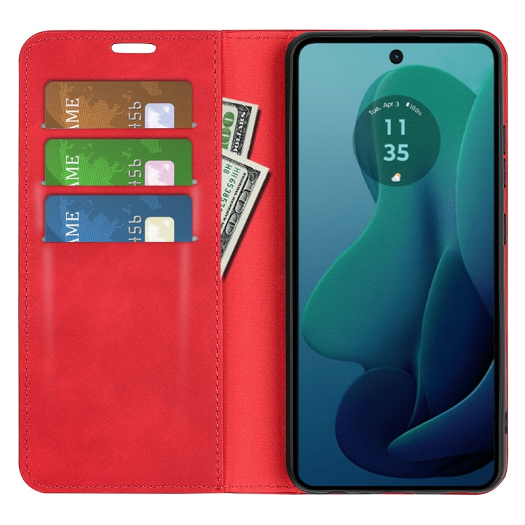 For Motorola Moto G 5G 2024 Retro-skin Magnetic Suction Leather Phone Case(Red) - Motorola Cases by PMC Jewellery | Online Shopping South Africa | PMC Jewellery | Buy Now Pay Later Mobicred