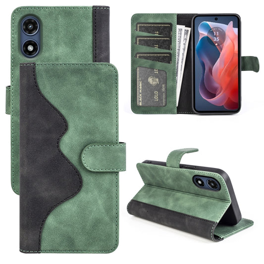 For Motorola Moto G Play 2024 Stitching Horizontal Flip Leather Phone Case(Green) - Motorola Cases by PMC Jewellery | Online Shopping South Africa | PMC Jewellery | Buy Now Pay Later Mobicred