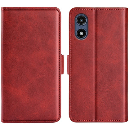 For Motorola Moto G Play 2024 Dual-side Magnetic Buckle Horizontal Flip Leather Phone Case(Red) - Motorola Cases by PMC Jewellery | Online Shopping South Africa | PMC Jewellery | Buy Now Pay Later Mobicred