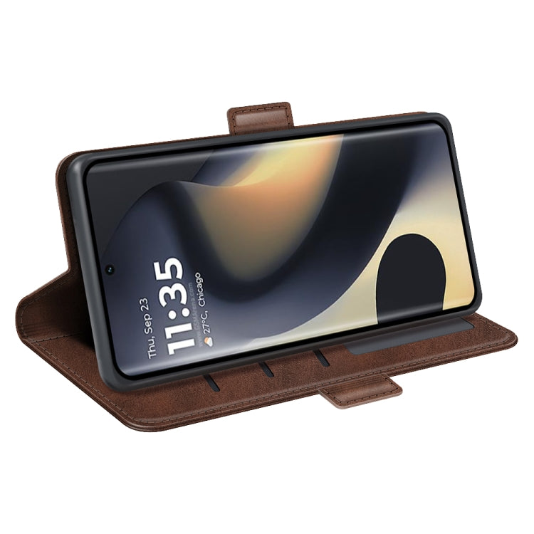 For Motorola Edge 5G 2024 Dual-side Magnetic Buckle Horizontal Flip Leather Phone Case(Brown) - Motorola Cases by PMC Jewellery | Online Shopping South Africa | PMC Jewellery | Buy Now Pay Later Mobicred