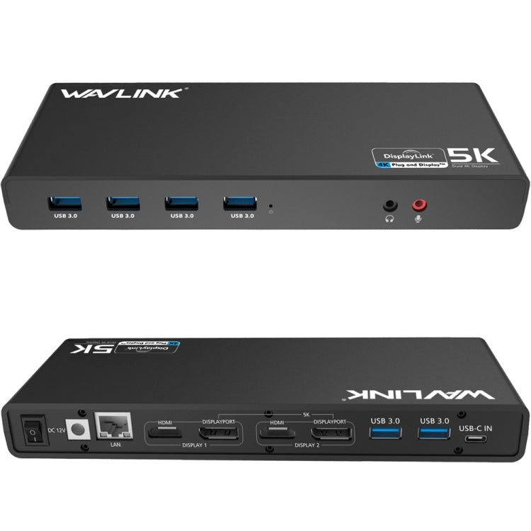 Wavlink UG69DK1 5K Type-C Dual Display USB 3.0 Video Gigabit Ethernet HDMI Docking Station, Plug:EU Plug - free shipping - PMC TechLife - Order now!