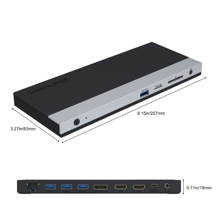 Wavlink UMD05 Display Port HDMI Port RJ45 Ethernet Triple Display MST Laptop Docking Station, Plug:UK Plug -  by WAVLINK | Online Shopping South Africa | PMC Jewellery | Buy Now Pay Later Mobicred