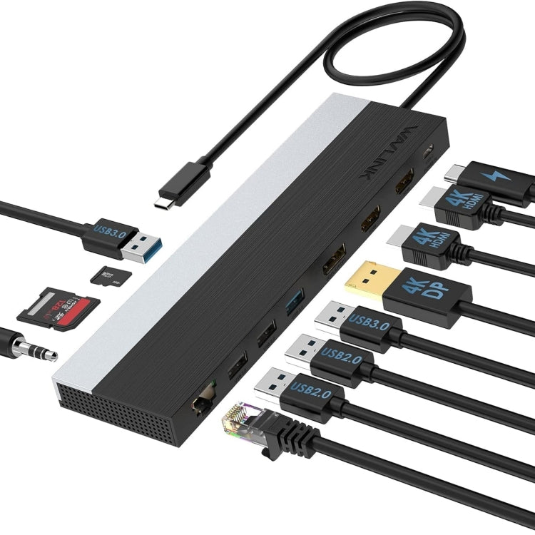 Wavlink UMD08 DisplayPort 12 in 1 Type-C Triple Display Docking Station - free shipping - PMC Jewellery - Order now!