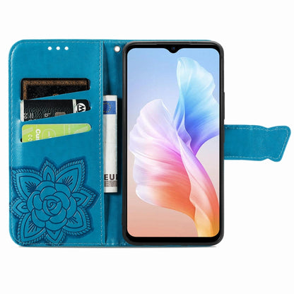 For DOOGEE X98 Pro / X98 Butterfly Love Flower Embossed Leather Phone Case(Blue) - Doogee Cases by PMC Jewellery | Online Shopping South Africa | PMC Jewellery | Buy Now Pay Later Mobicred