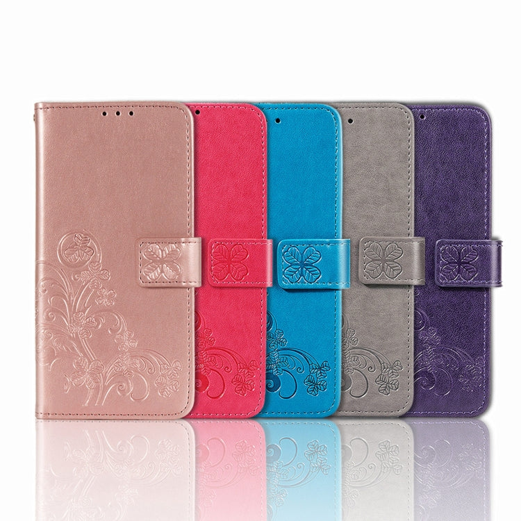 For DOOGEE X98 Pro / X98 Four-leaf Clasp Embossed Buckle Leather Phone Case(Purple) - Doogee Cases by PMC TechLife | Online Shopping South Africa | PMC TechLife | Buy Now Pay Later Mobicred