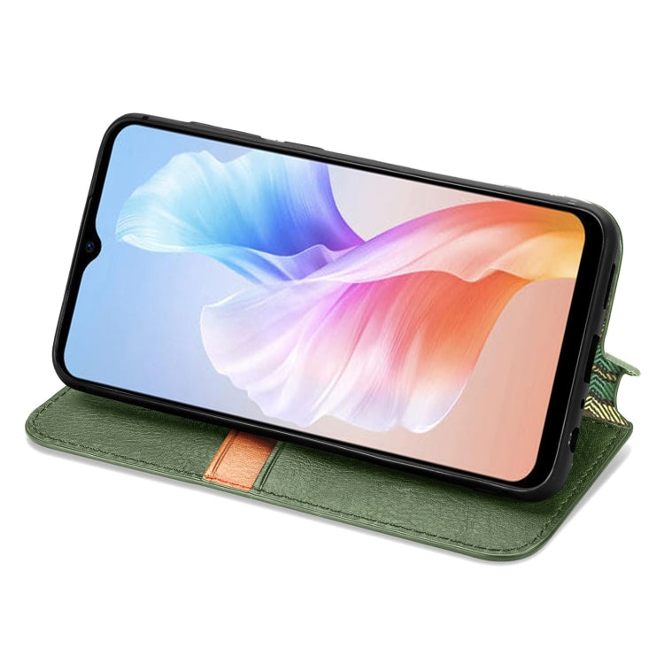 For DOOGEE X98 Pro / X98 Cubic Grid Pressed Magnetic Leather Phone Case(Green) - Doogee Cases by PMC Jewellery | Online Shopping South Africa | PMC Jewellery | Buy Now Pay Later Mobicred