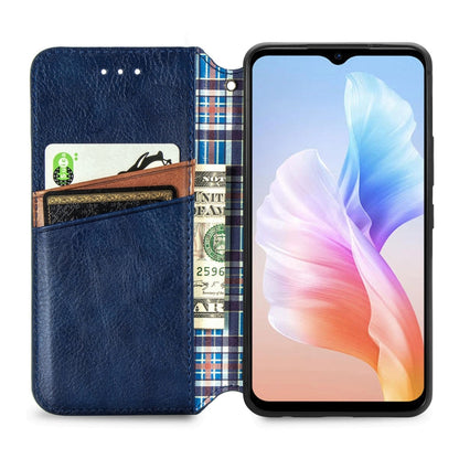 For DOOGEE X98 Pro / X98 Cubic Grid Pressed Magnetic Leather Phone Case(Bule) - Doogee Cases by PMC Jewellery | Online Shopping South Africa | PMC Jewellery | Buy Now Pay Later Mobicred