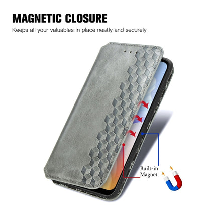 For DOOGEE X98 Pro / X98 Cubic Grid Pressed Magnetic Leather Phone Case(Grey) - Doogee Cases by PMC Jewellery | Online Shopping South Africa | PMC Jewellery | Buy Now Pay Later Mobicred