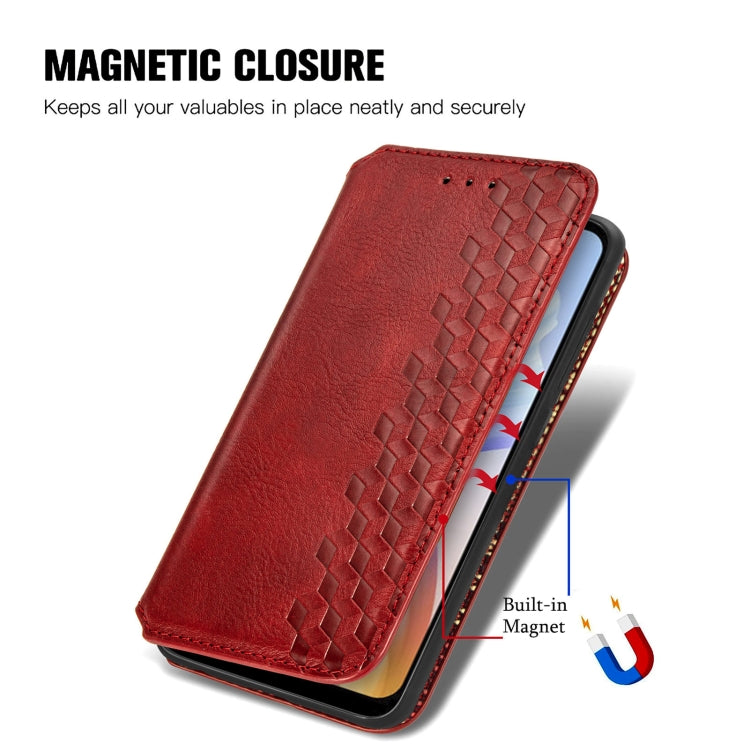 For DOOGEE X98 Pro / X98 Cubic Grid Pressed Magnetic Leather Phone Case(Red) - Doogee Cases by PMC Jewellery | Online Shopping South Africa | PMC Jewellery | Buy Now Pay Later Mobicred