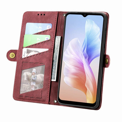 For DOOGEE X98 Pro / X98 Geometric Zipper Wallet Side Buckle Leather Phone Case(Red) - Doogee Cases by PMC Jewellery | Online Shopping South Africa | PMC Jewellery | Buy Now Pay Later Mobicred