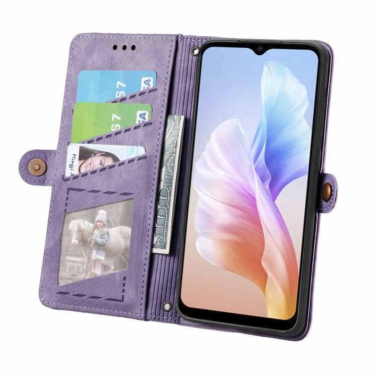 For DOOGEE X98 Pro / X98 Geometric Zipper Wallet Side Buckle Leather Phone Case(Purple) - Doogee Cases by PMC Jewellery | Online Shopping South Africa | PMC Jewellery | Buy Now Pay Later Mobicred