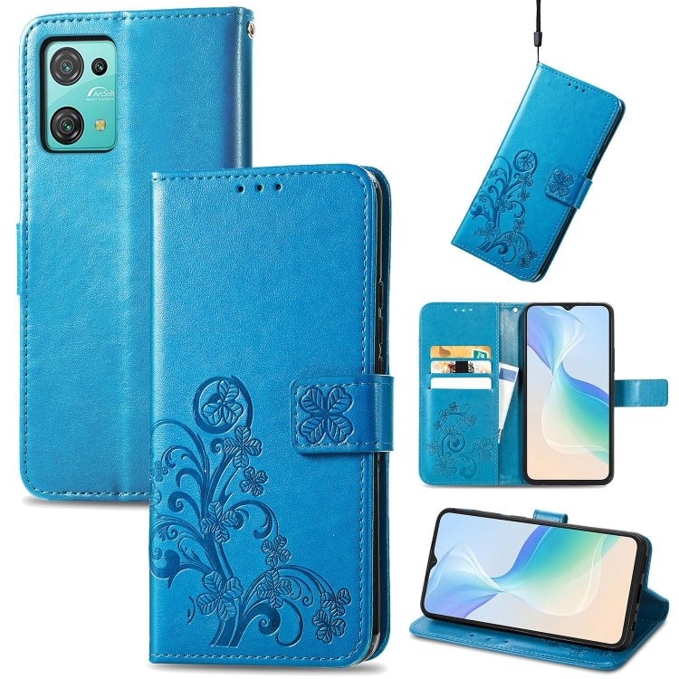 For Blackview Oscal C30 Pro Four-leaf Clasp Embossed Buckle Leather Phone Case(Blue) - More Brand by PMC Jewellery | Online Shopping South Africa | PMC Jewellery