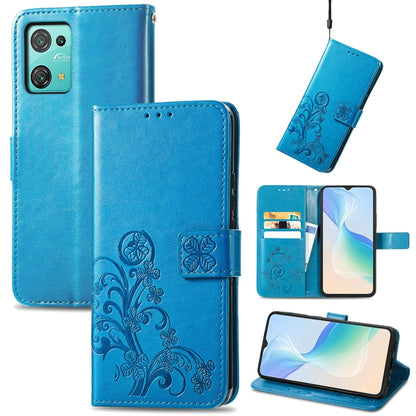 For Blackview Oscal C30 Pro Four-leaf Clasp Embossed Buckle Leather Phone Case(Blue) - More Brand by PMC Jewellery | Online Shopping South Africa | PMC Jewellery