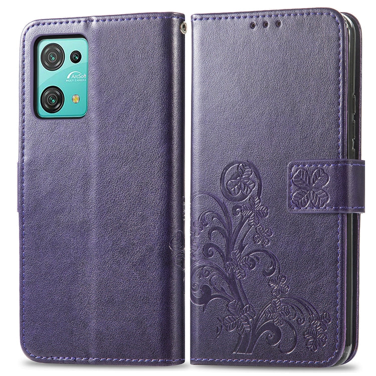 For Blackview Oscal C30 Pro Four-leaf Clasp Embossed Buckle Leather Phone Case(Purple) - More Brand by PMC Jewellery | Online Shopping South Africa | PMC Jewellery